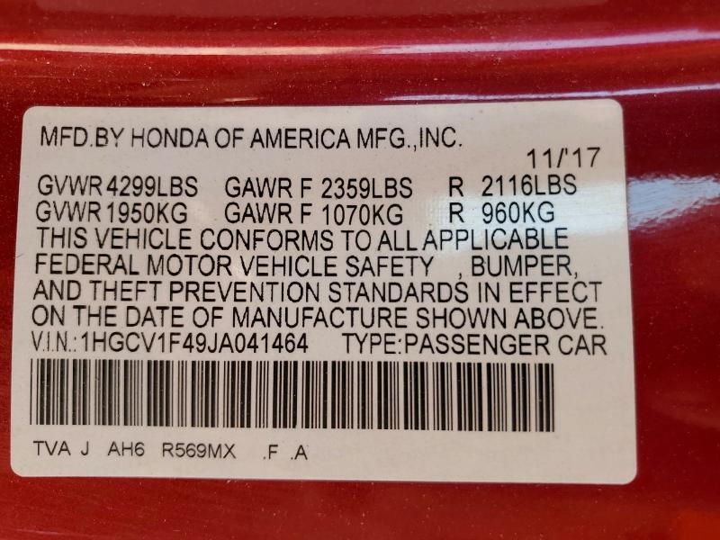 2018 HONDA ACCORD EX — Фото 13 из 13