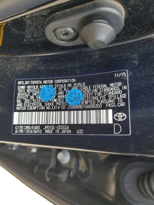 JTDBVRBD1GA000303 2016 TOYOTA MIRAI photo no. 12