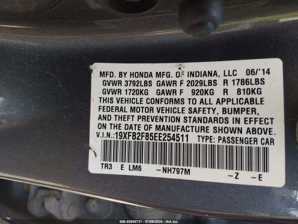 19XFB2F85EE254511 2014 HONDA CIVIC photo no. 9
