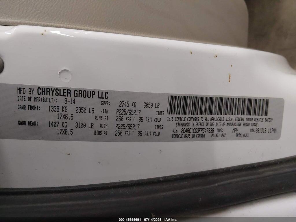 2C4RC1CG3FR547338 2015 CHRYSLER TOWN & COUNTRY photo no. 9