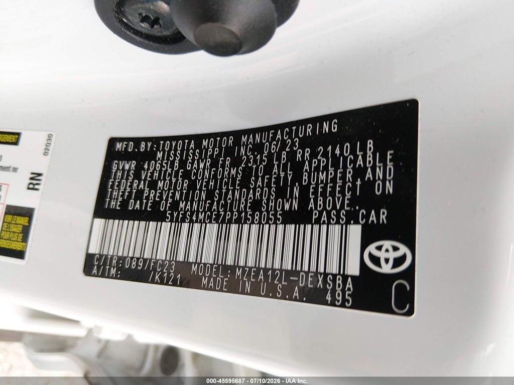 5YFS4MCE7PP158055 2023 TOYOTA COROLLA photo no. 9