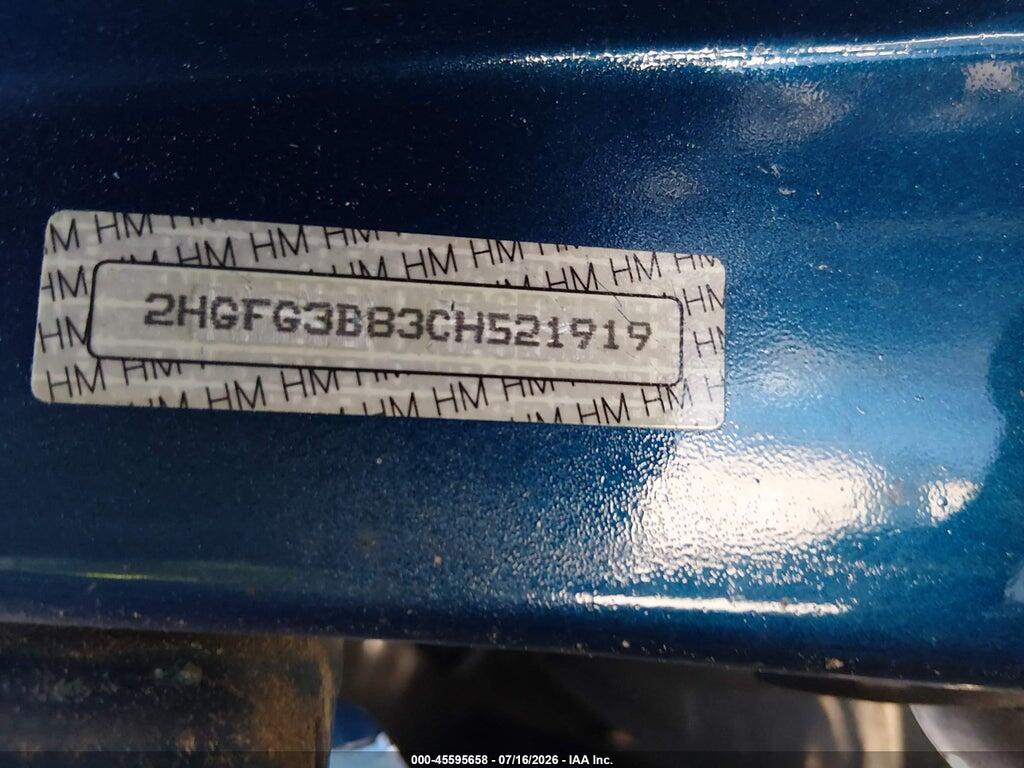 2HGFG3B83CH521919 2012 HONDA CIVIC photo no. 9