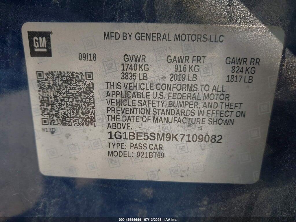 1G1BE5SM9K7109082 2019 CHEVROLET CRUZE photo no. 9