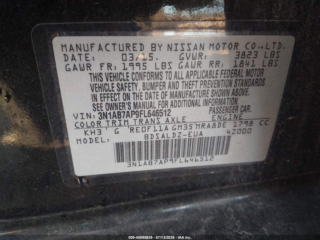 3N1AB7AP9FL646512 2015 NISSAN SENTRA photo no. 9