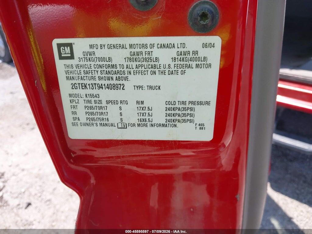 2GTEK13T941408972 2004 GMC SIERRA 1500 photo no. 9