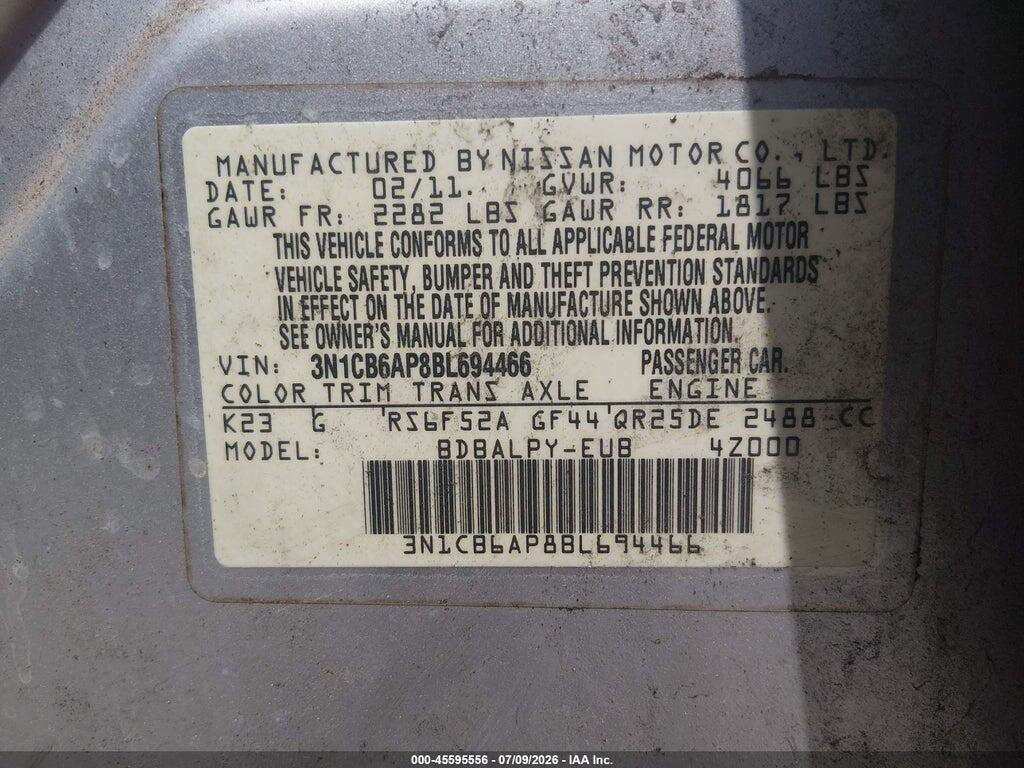 3N1CB6AP8BL694466 2011 NISSAN SENTRA photo no. 9