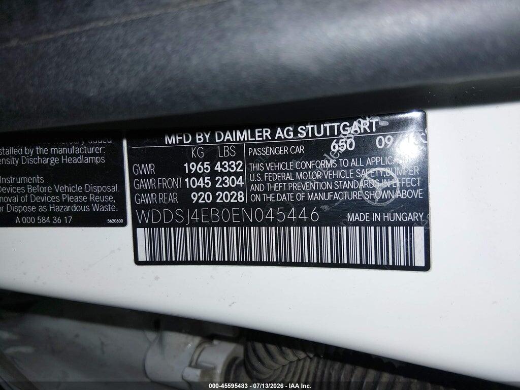 WDDSJ4EB0EN045446 2014 MERCEDES-BENZ CLA 250 photo no. 9