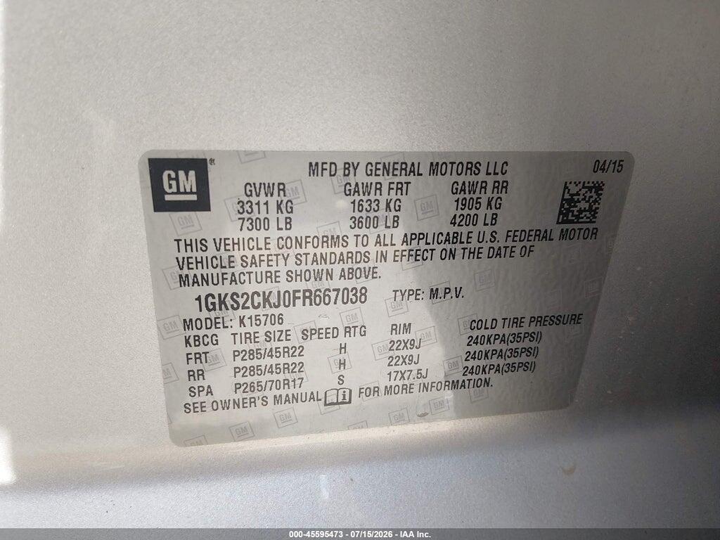 1GKS2CKJ0FR667038 2015 GMC YUKON photo no. 9