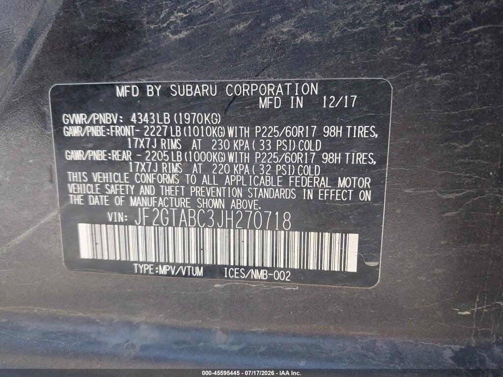 JF2GTABC3JH270718 2018 SUBARU CROSSTREK photo no. 9