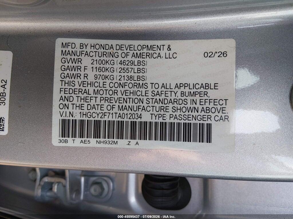 1HGCY2F71TA012034 2026 HONDA ACCORD HYBRID photo no. 9