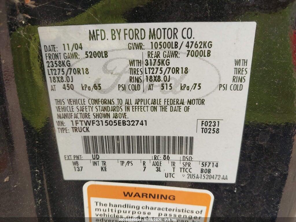 1FTWF31505EB32741 2005 FORD F-350 photo no. 8