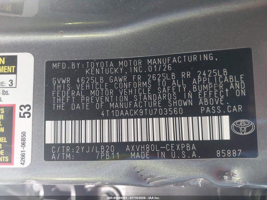 4T1DAACK9TU703560 2026 TOYOTA CAMRY photo no. 9