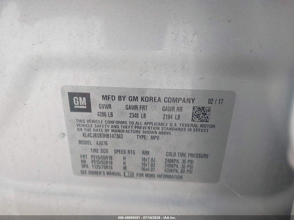 KL4CJBSB3HB147363 2017 BUICK ENCORE photo no. 9