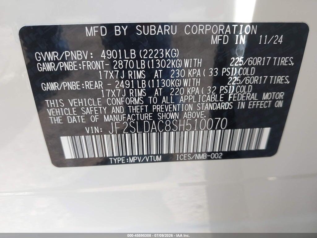 JF2SLDAC8SH510070 2025 SUBARU FORESTER photo no. 9