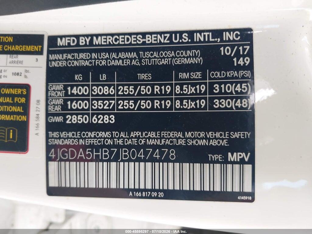 4JGDA5HB7JB047478 2018 MERCEDES-BENZ GLE 350 photo no. 9