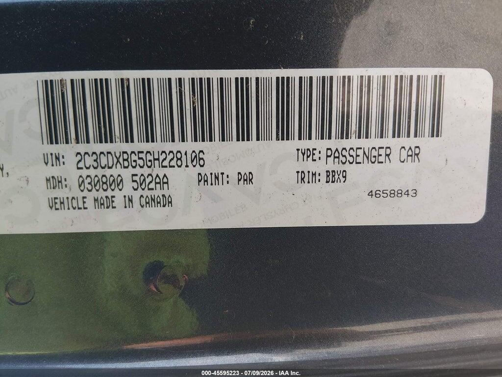 2C3CDXBG5GH228106 2016 DODGE CHARGER photo no. 9