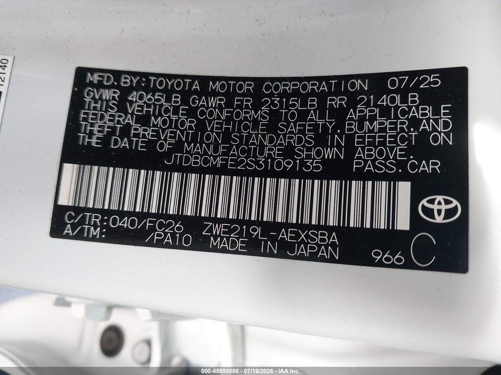 JTDBCMFE2S3109135 2025 TOYOTA COROLLA photo no. 9