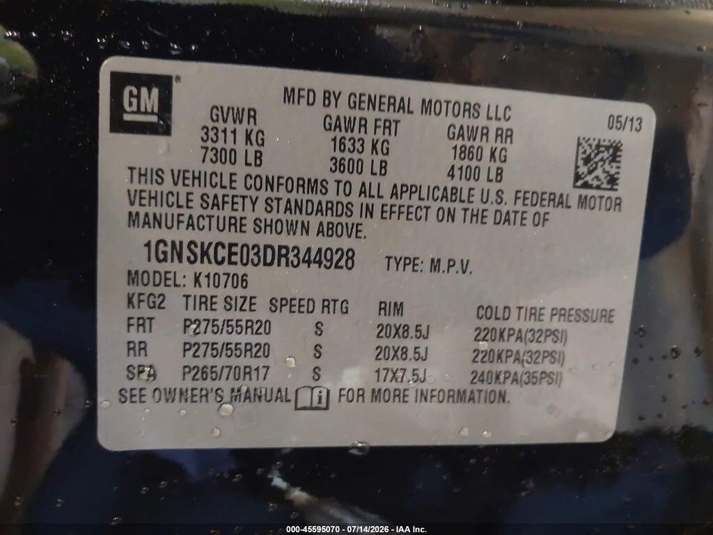 1GNSKCE03DR344928 2013 CHEVROLET TAHOE photo no. 9