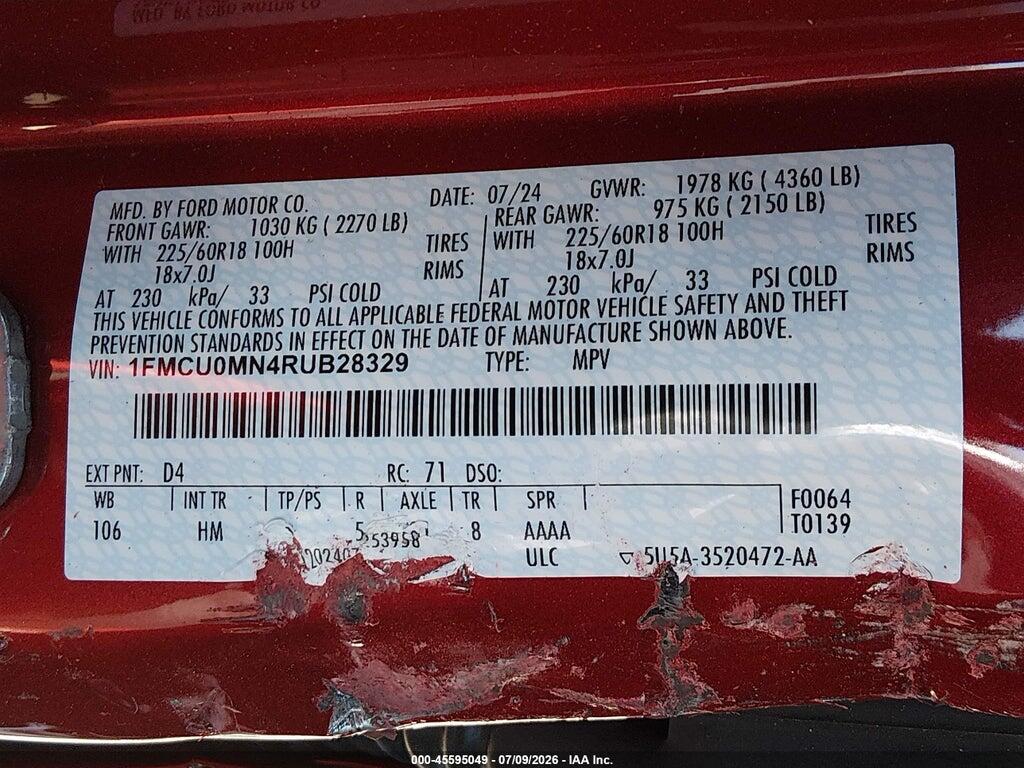 1FMCU0MN4RUB28329 2024 FORD ESCAPE photo no. 9