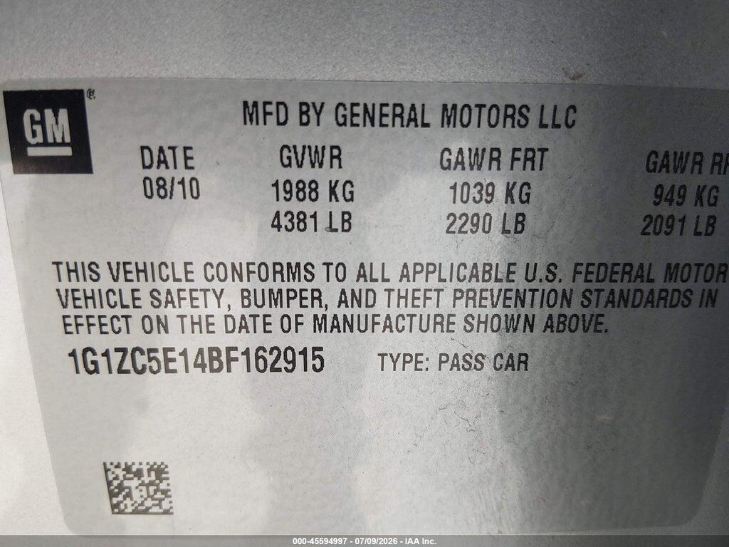 1G1ZC5E14BF162915 2011 CHEVROLET MALIBU photo no. 9