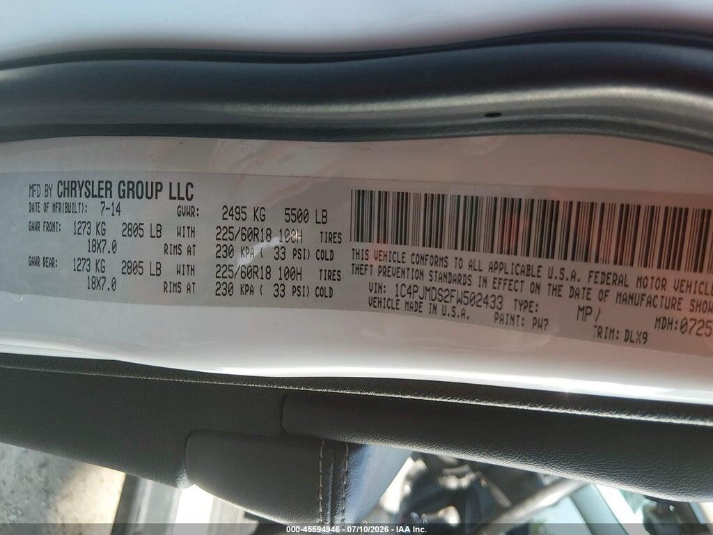1C4PJMDS2FW502433 2015 JEEP CHEROKEE photo no. 9