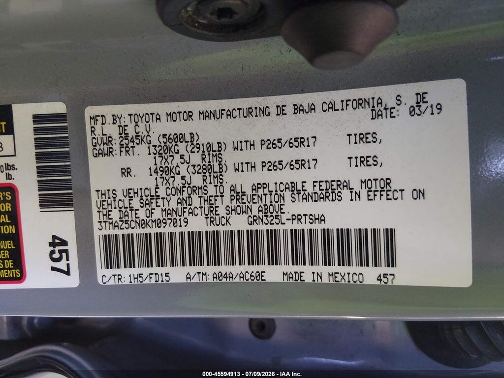 3TMAZ5CN0KM097019 2019 TOYOTA TACOMA photo no. 9
