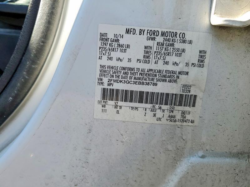 2FMDK3GC3EBB38789 2014 FORD EDGE photo no. 12