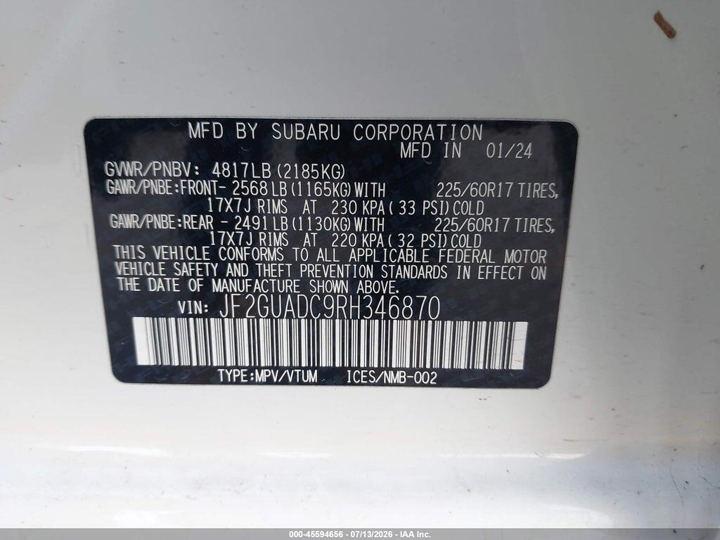 JF2GUADC9RH346870 2024 SUBARU CROSSTREK photo no. 9