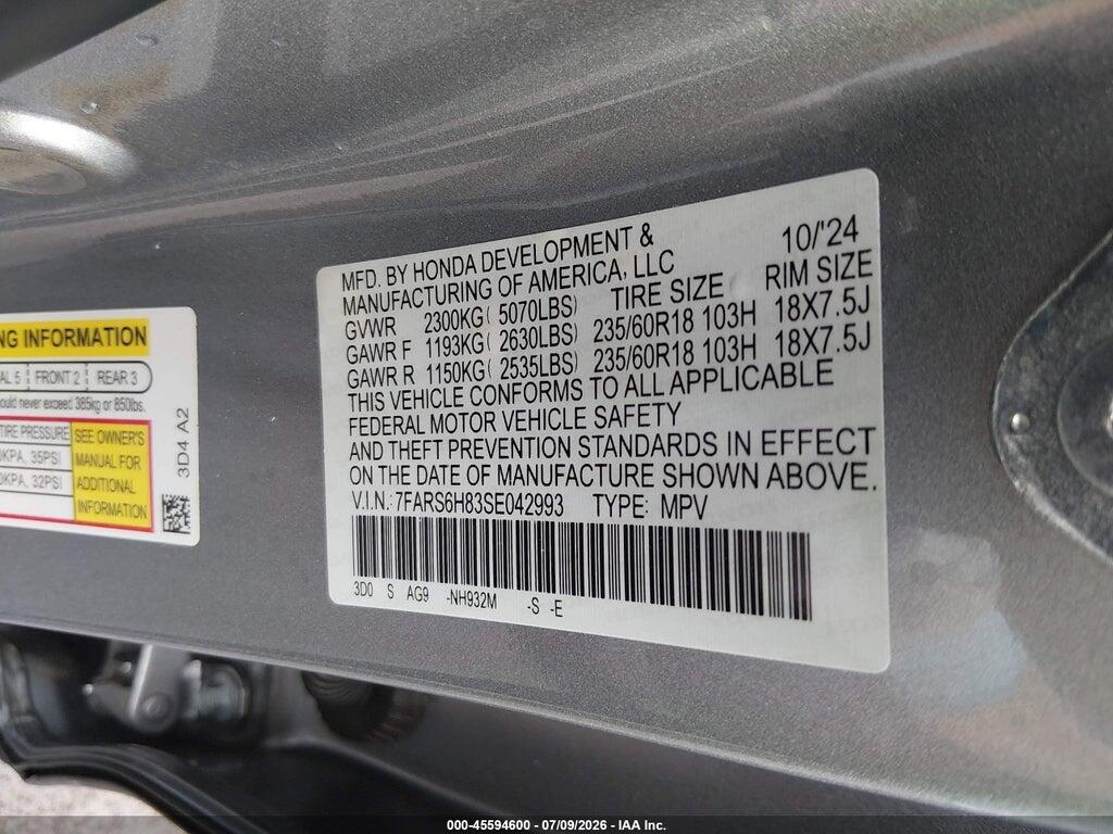 7FARS6H83SE042993 2025 HONDA CR-V HYBRID photo no. 9