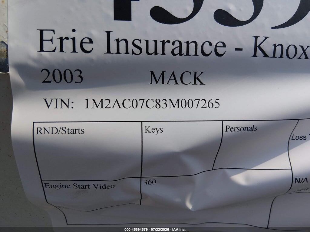 1M2AC07C83M007265 2003 MACK 600 photo no. 8