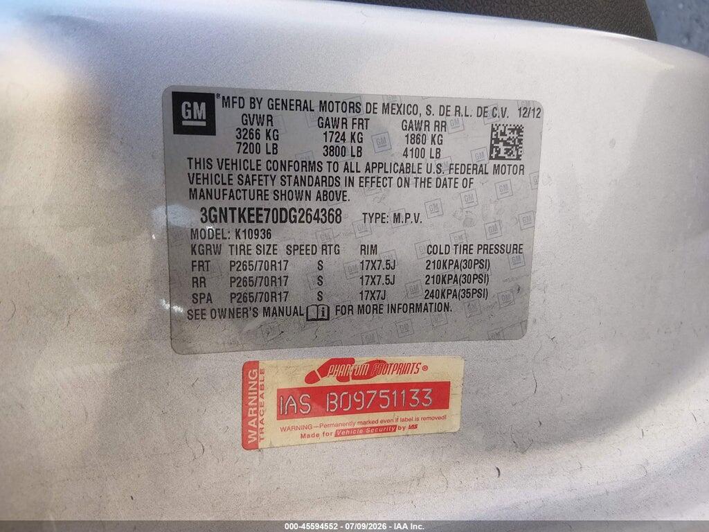 3GNTKEE70DG264368 2013 CHEVROLET AVALANCHE photo no. 9
