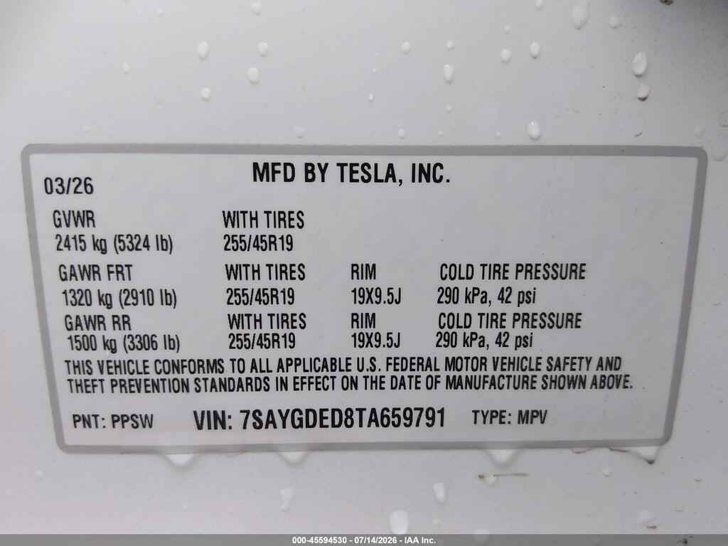 7SAYGDED8TA659791 2026 TESLA MODEL Y photo no. 9