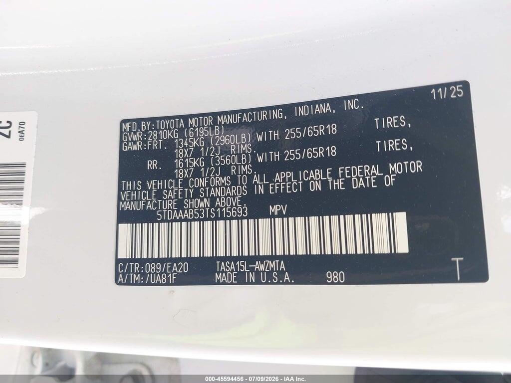 5TDAAAB53TS115693 2026 TOYOTA GRAND HIGHLANDER photo no. 9