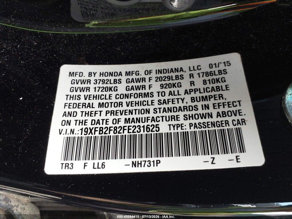 19XFB2F82FE231625 2015 HONDA CIVIC photo no. 9