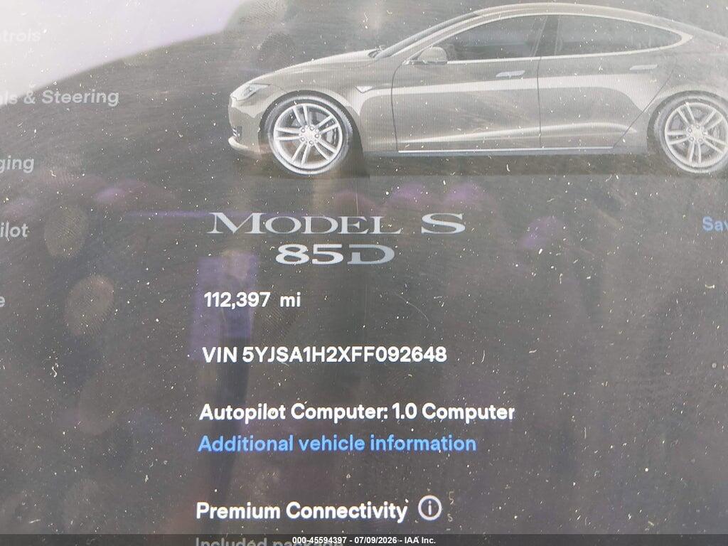 5YJSA1H2XFF092648 2015 TESLA MODEL S photo no. 7