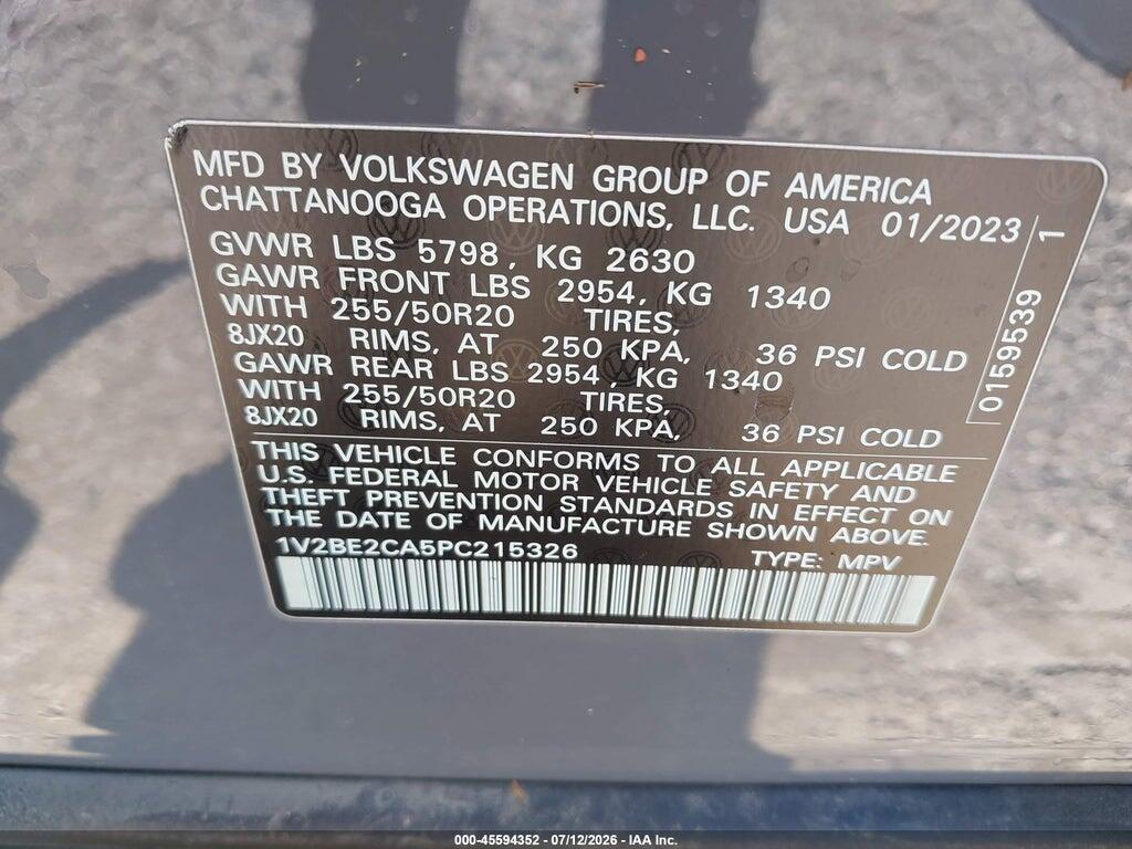 1V2BE2CA5PC215326 2023 VOLKSWAGEN ATLAS CROSS SPORT photo no. 9