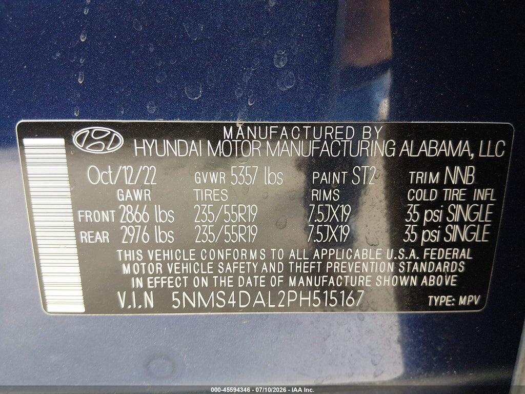 5NMS4DAL2PH515167 2023 HYUNDAI SANTA FE photo no. 9