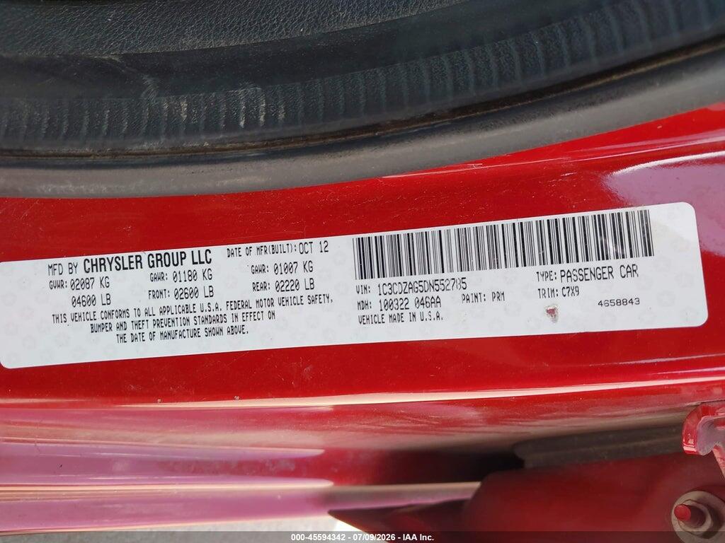 1C3CDZAG5DN552785 2013 DODGE AVENGER photo no. 9