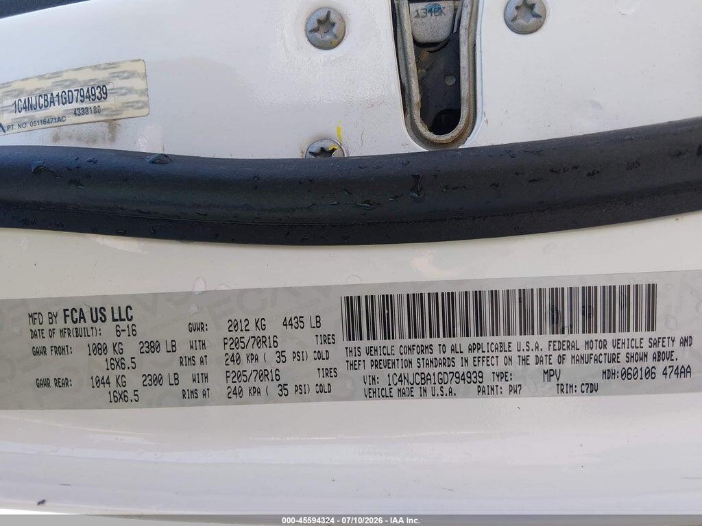 1C4NJCBA1GD794939 2016 JEEP COMPASS photo no. 9