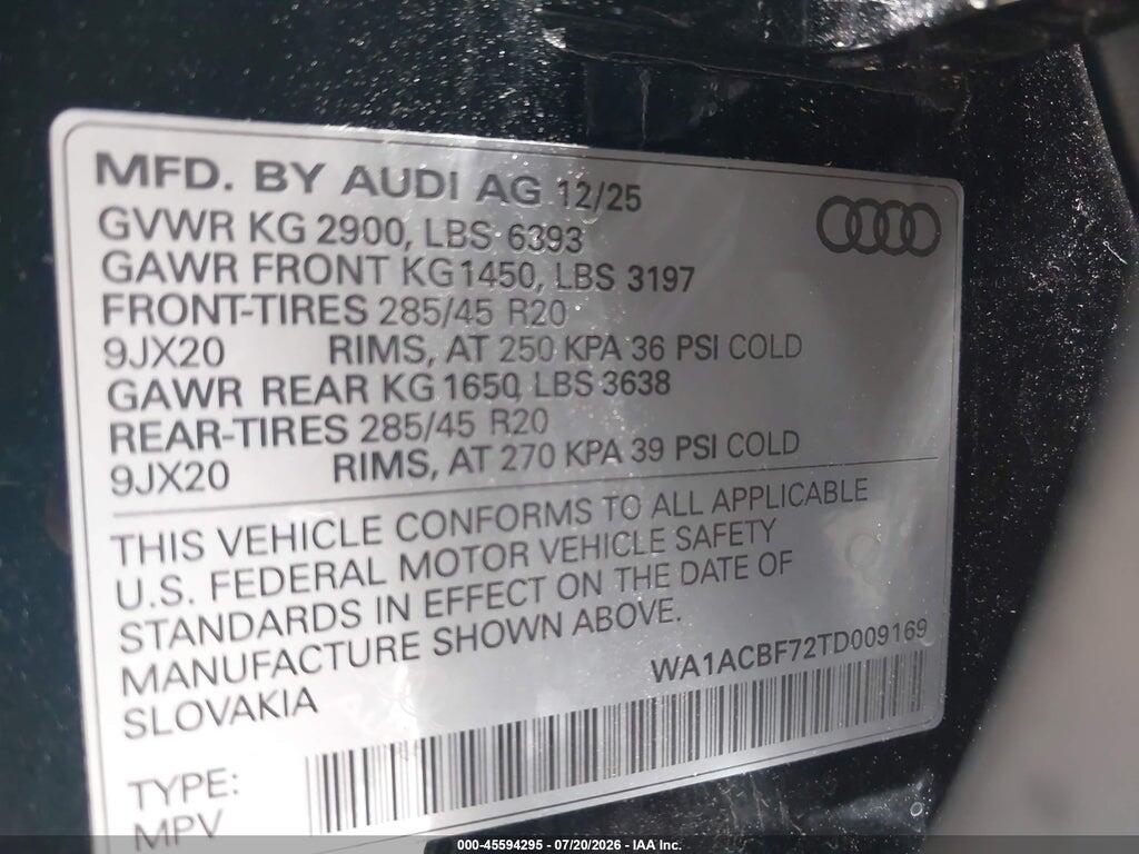 WA1ACBF72TD009169 2026 AUDI Q7 photo no. 9