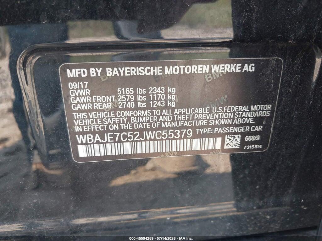 WBAJE7C52JWC55379 2018 BMW 540I photo no. 9