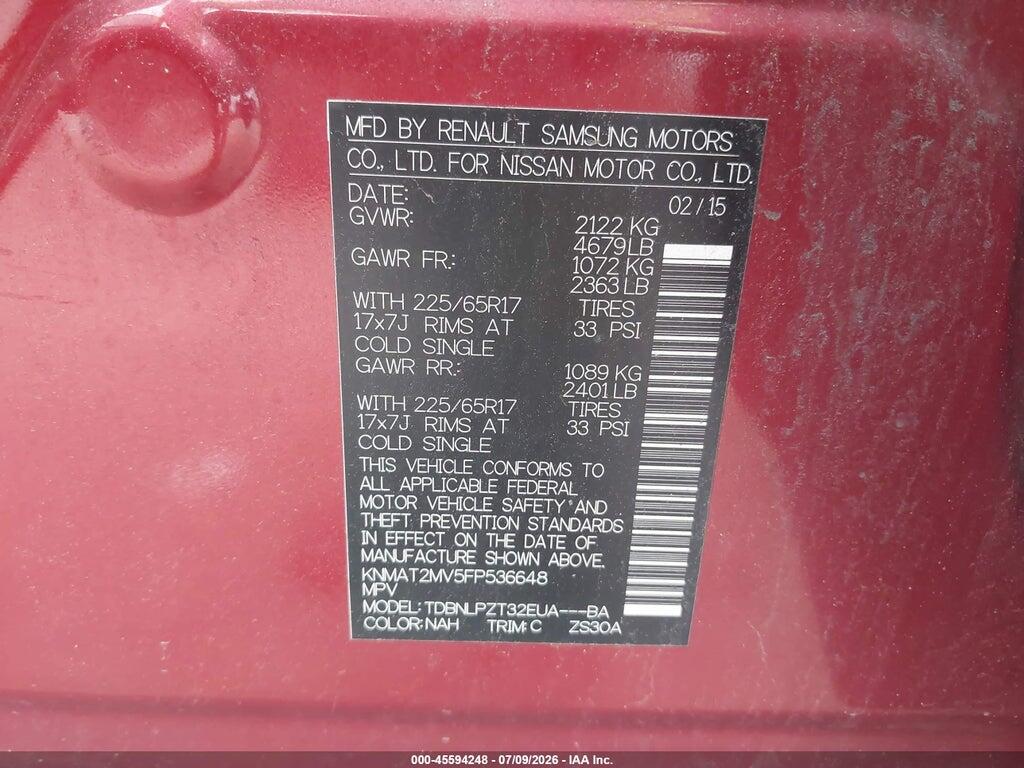 KNMAT2MV5FP536648 2015 NISSAN ROGUE photo no. 9