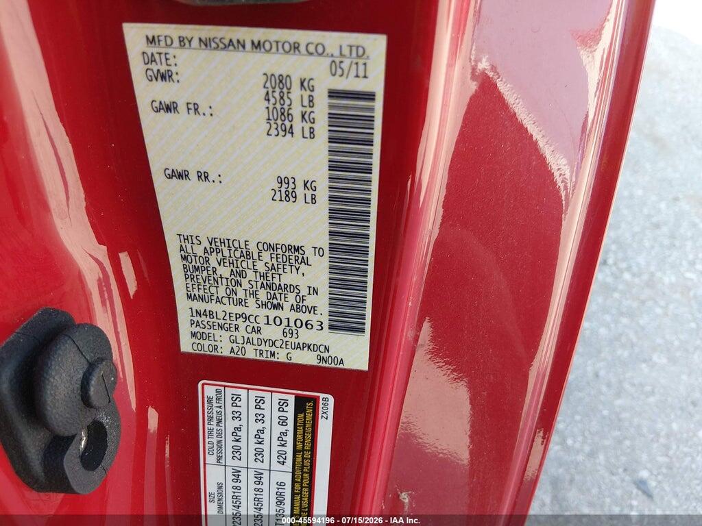 1N4BL2EP9CC101063 2012 NISSAN ALTIMA photo no. 9