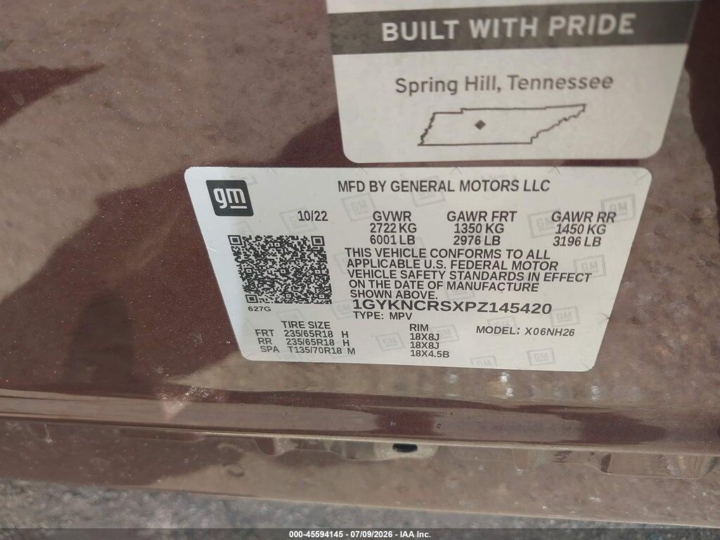 1GYKNCRSXPZ145420 2023 CADILLAC XT5 photo no. 9
