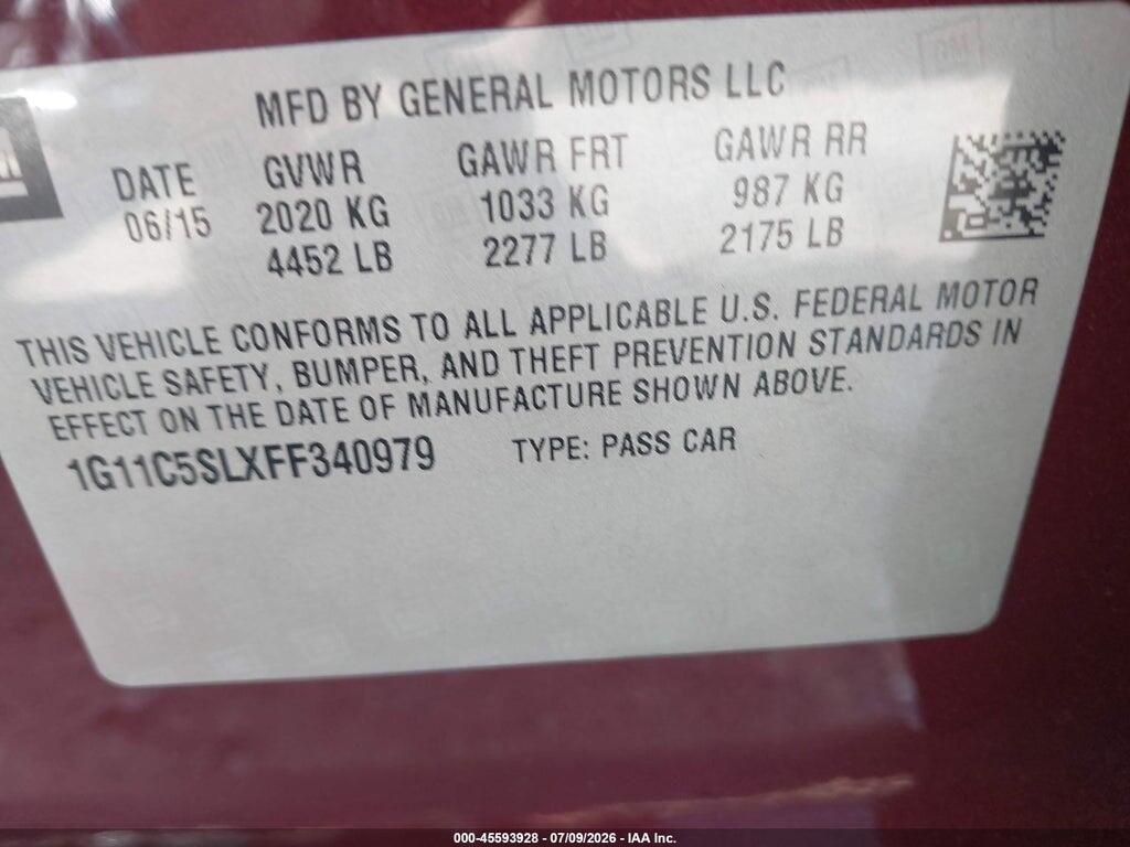 1G11C5SLXFF340979 2015 CHEVROLET MALIBU photo no. 9