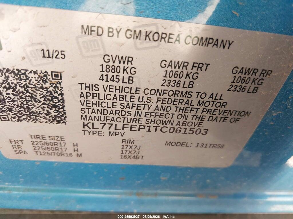 KL77LFEP1TC061503 2026 CHEVROLET TRAX photo no. 9