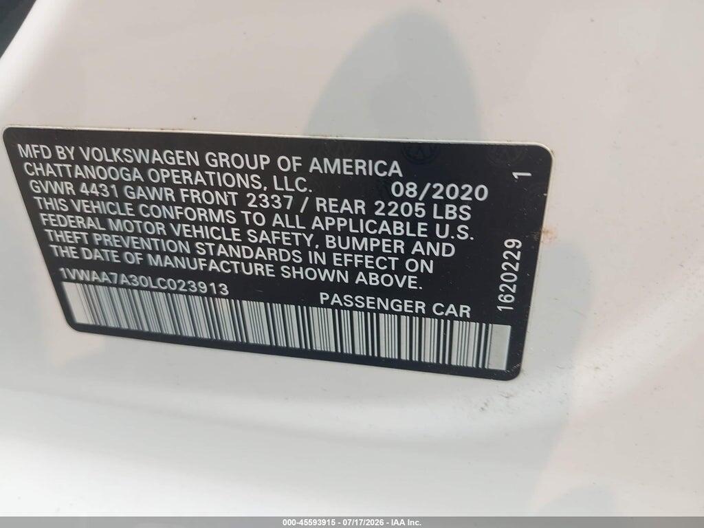 1VWAA7A30LC023913 2020 VOLKSWAGEN PASSAT photo no. 9