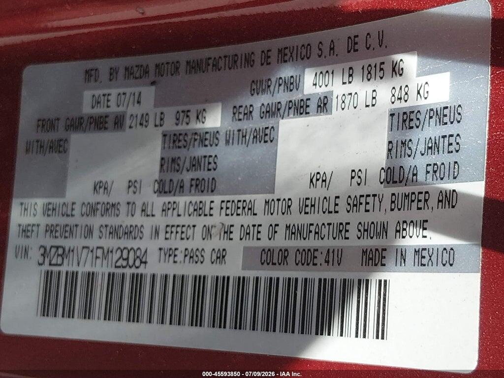 3MZBM1V71FM129084 2015 MAZDA MAZDA3 photo no. 9