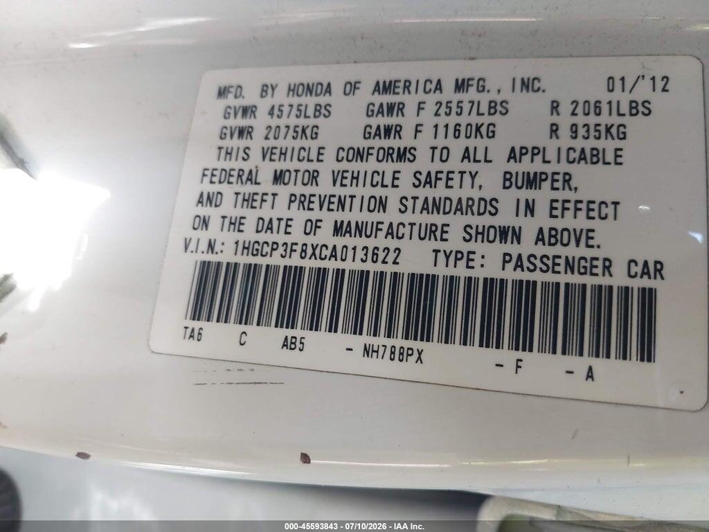 1HGCP3F8XCA013622 2012 HONDA ACCORD photo no. 9