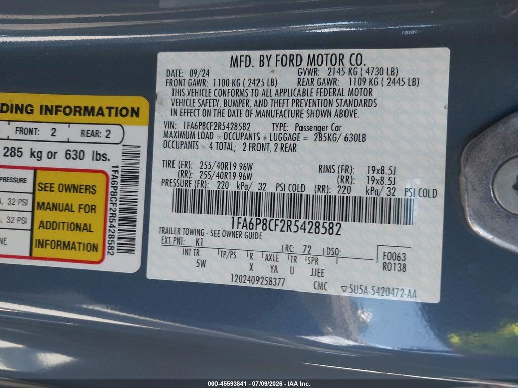 1FA6P8CF2R5428582 2024 FORD MUSTANG photo no. 9